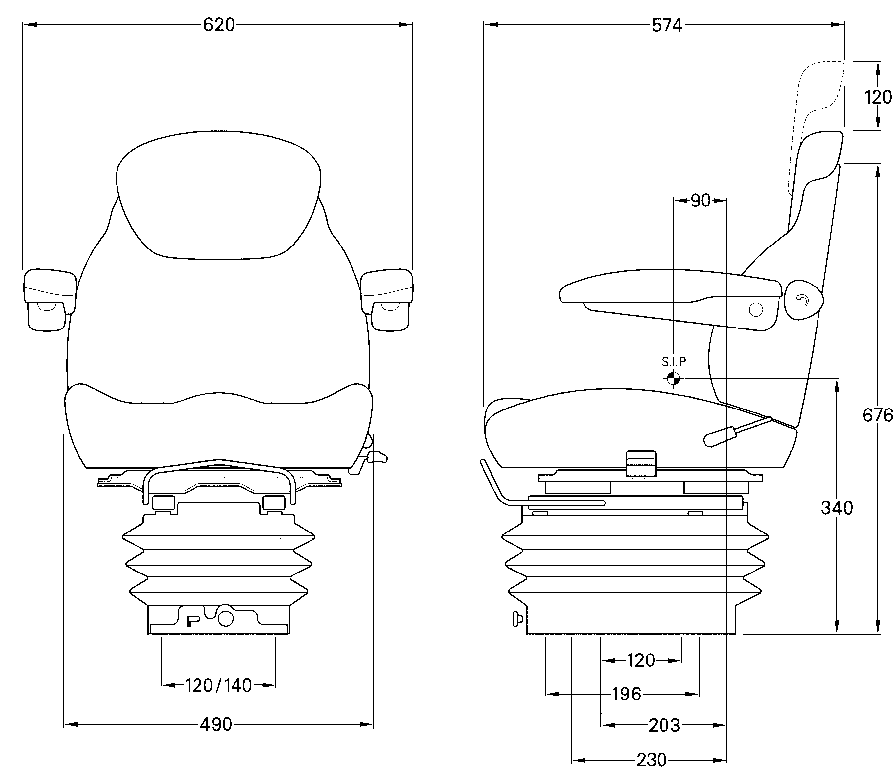 KAB 15E6 Seat - 12v Air Tractor Telehandler - Genuine KAB Great Quality! - Image 2