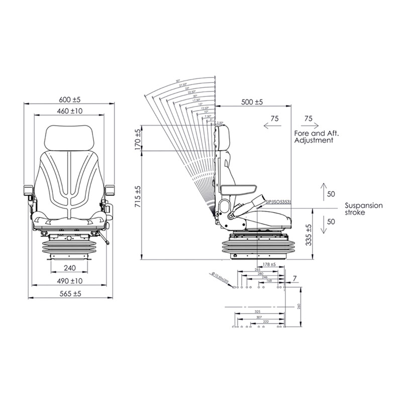 tractor air seat drawing